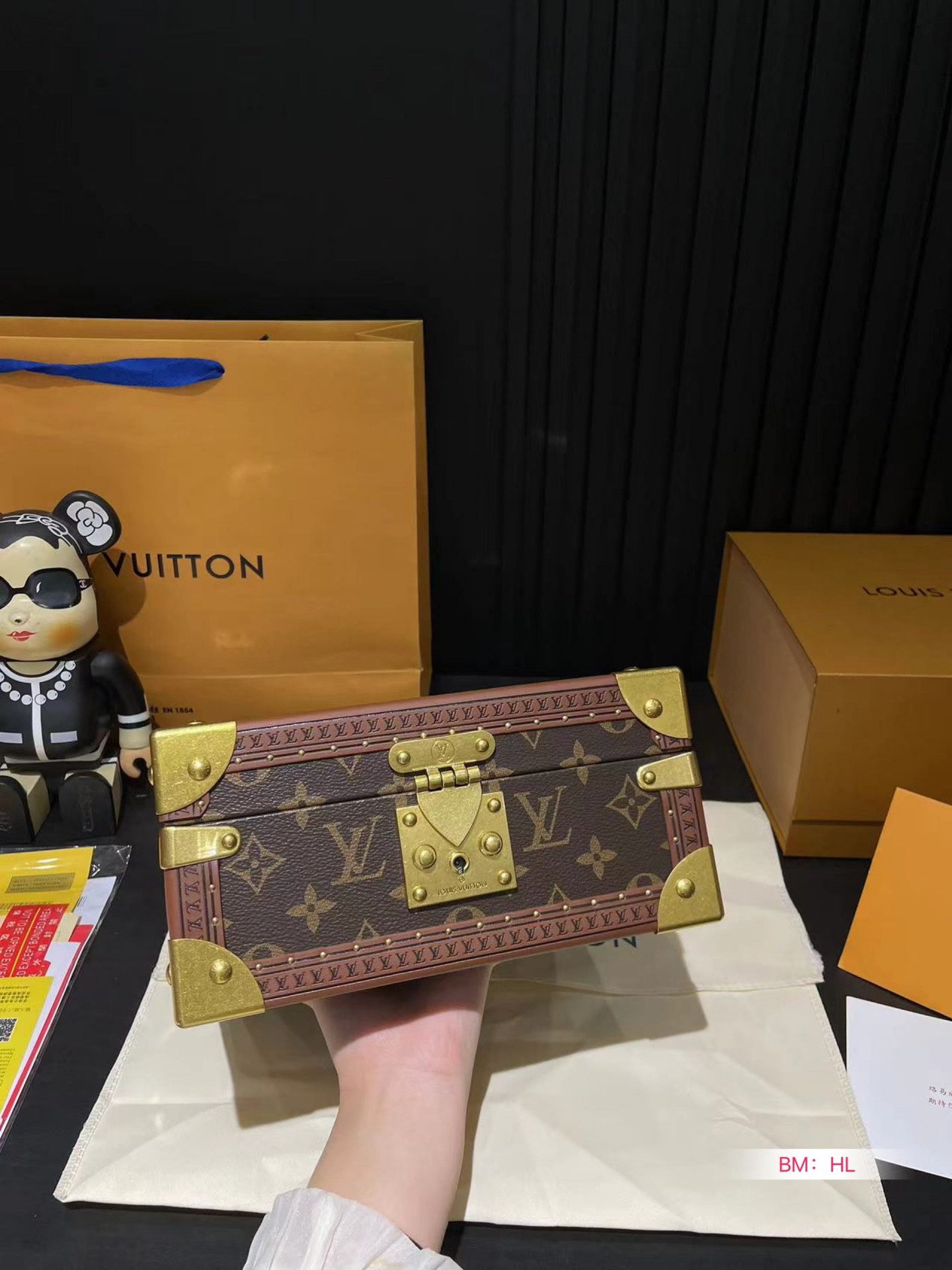 LV M13513 Jewelry Box blackish fluorescent pink 9.4 x 4.9 x 9.4 inches