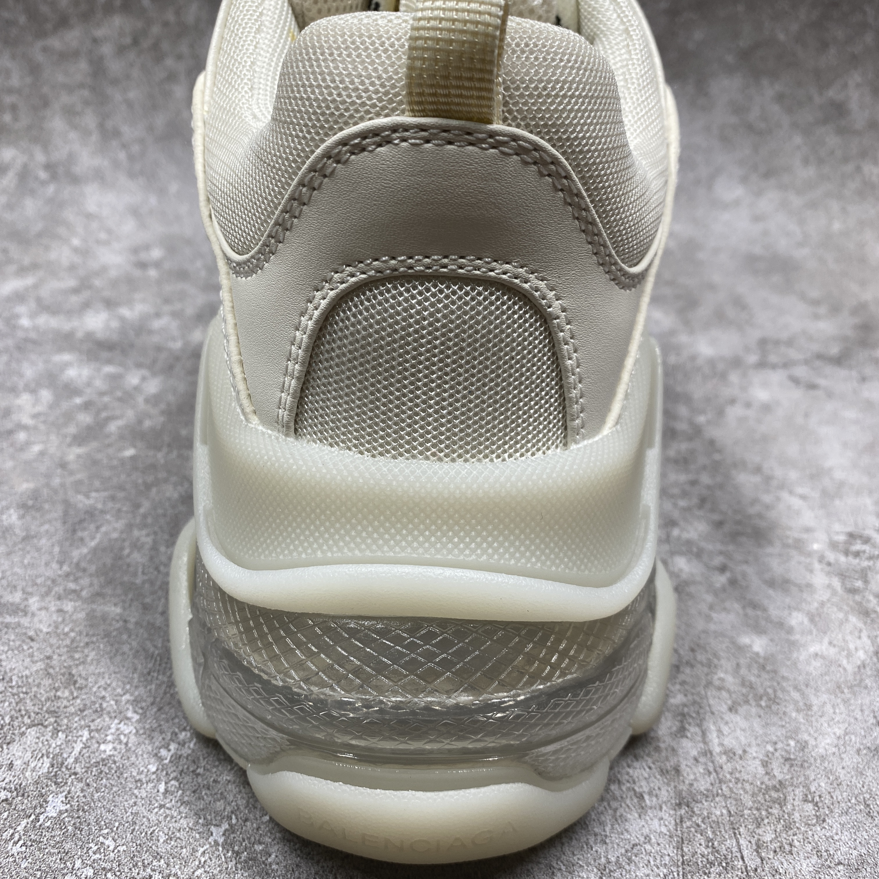 Balencag  Off-White Clear Sole Triple S Sneakers