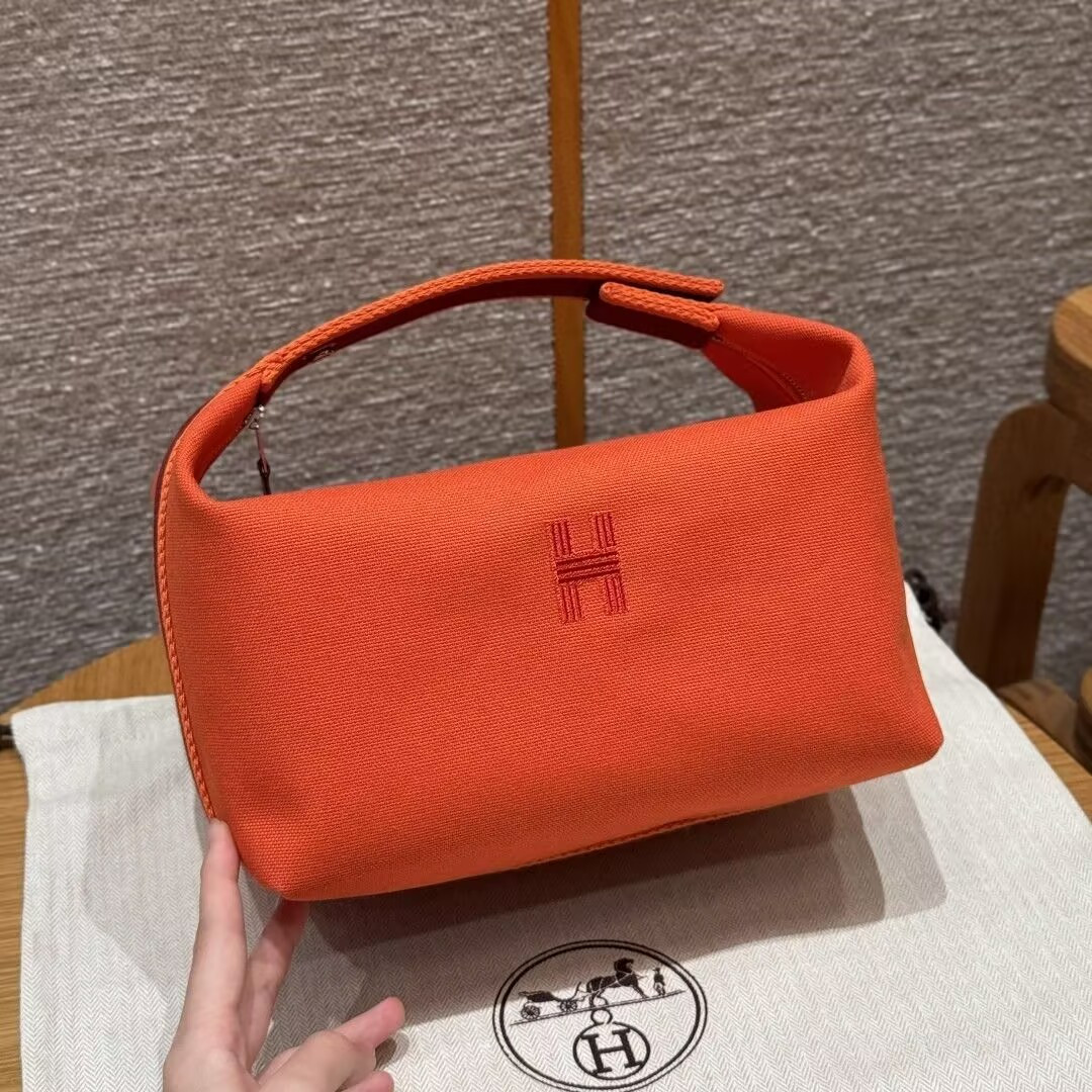 H**mes canvas bride-a-brac case toiletry pouch