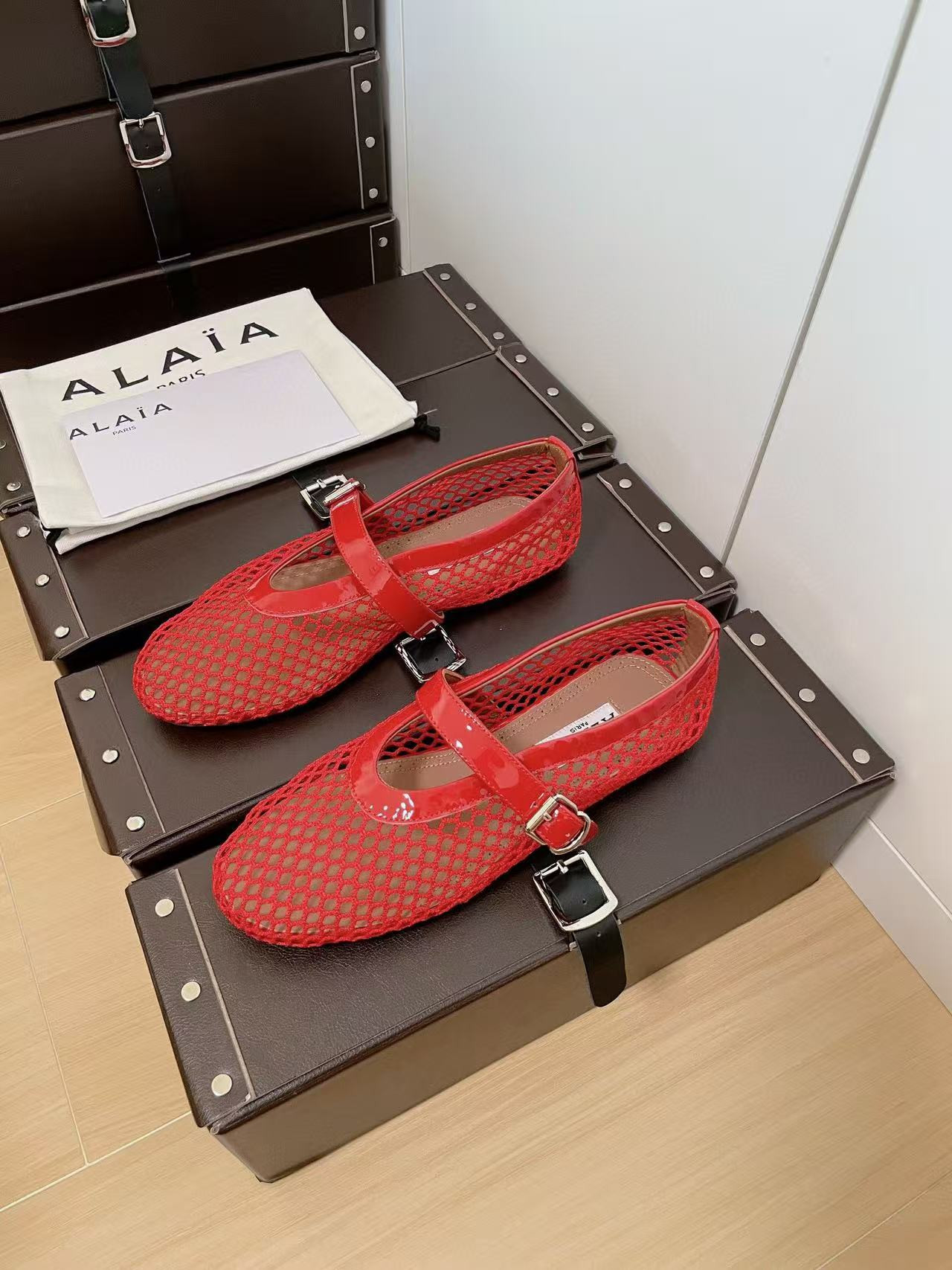 UA ALAÏA BALLET FLATS IN FISHNET
