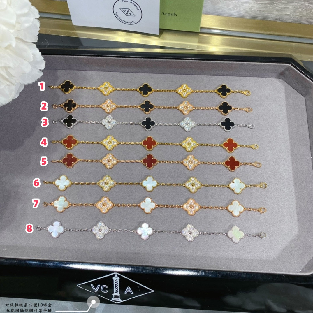 v*n cl*f & arpels interval Di*m*nd five-flower four-leaf clover bracelet