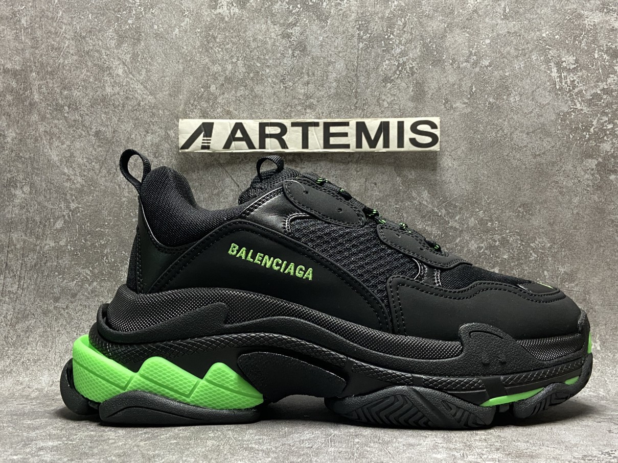 Balenciga Triple S Black and Neon Green
