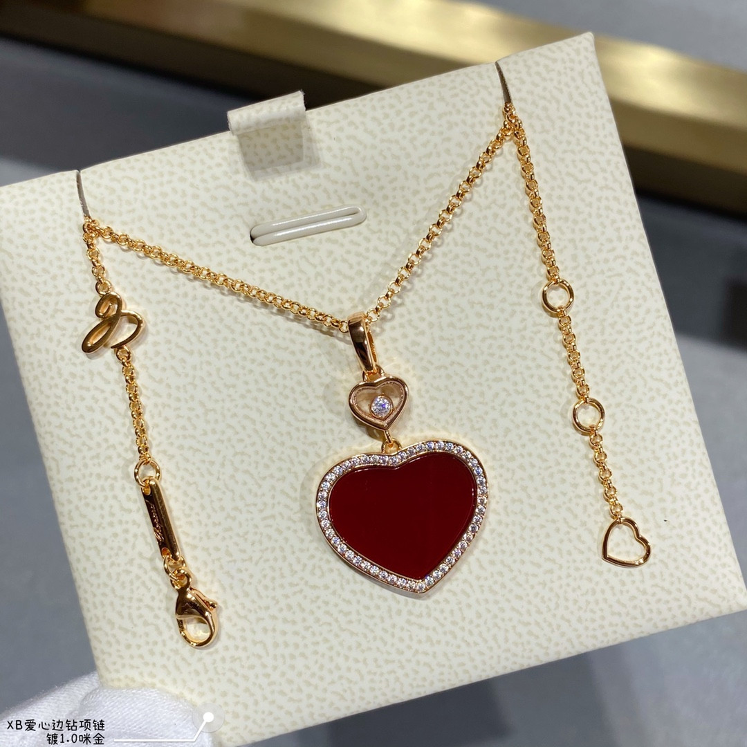 chopard heart-shaped edge Di*m*nd mother-of-pearl necklace