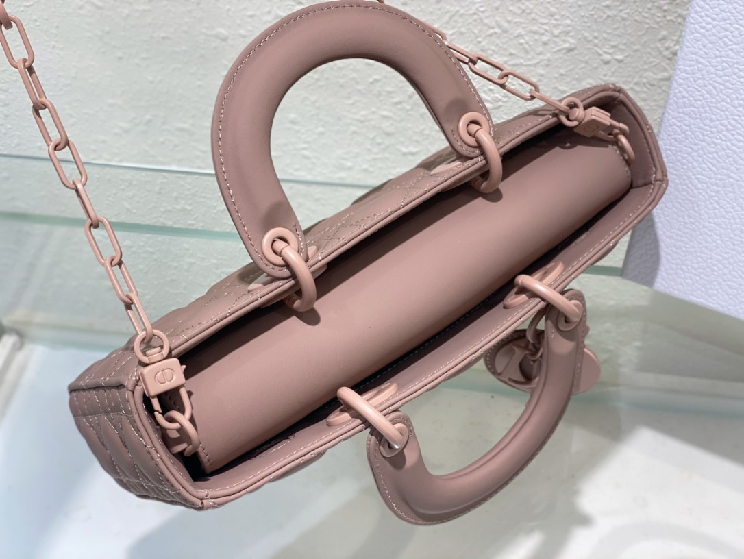 D*or small lady d-joy bag ultramatte pink cannage calfskin