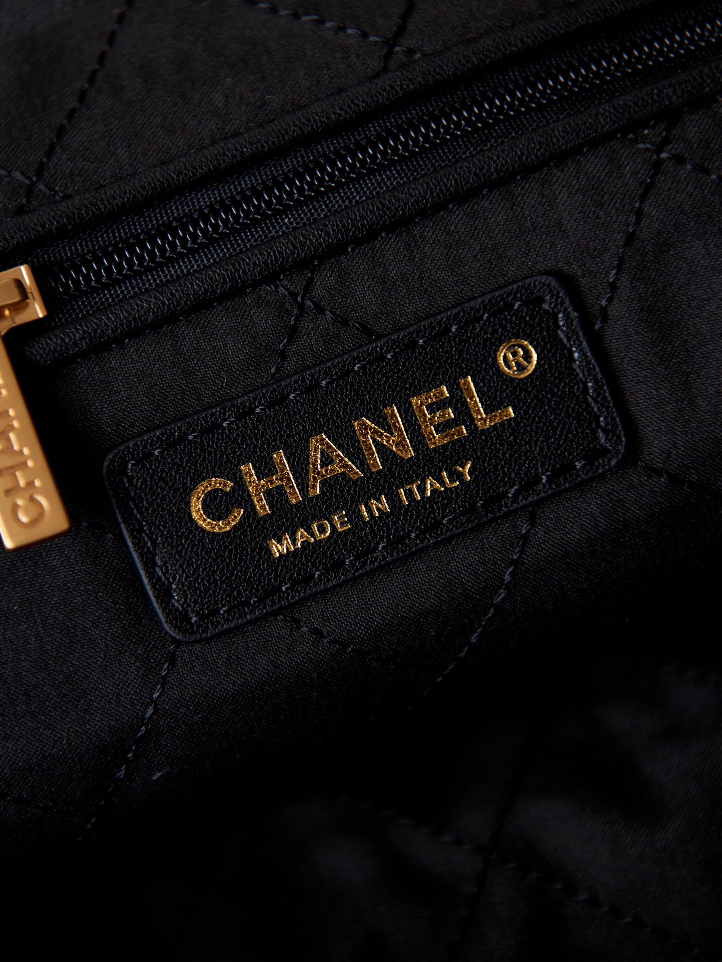 Ch*el 22 small handbag shiny calfskin & gold metal black 13.7×14.4×2.7 in