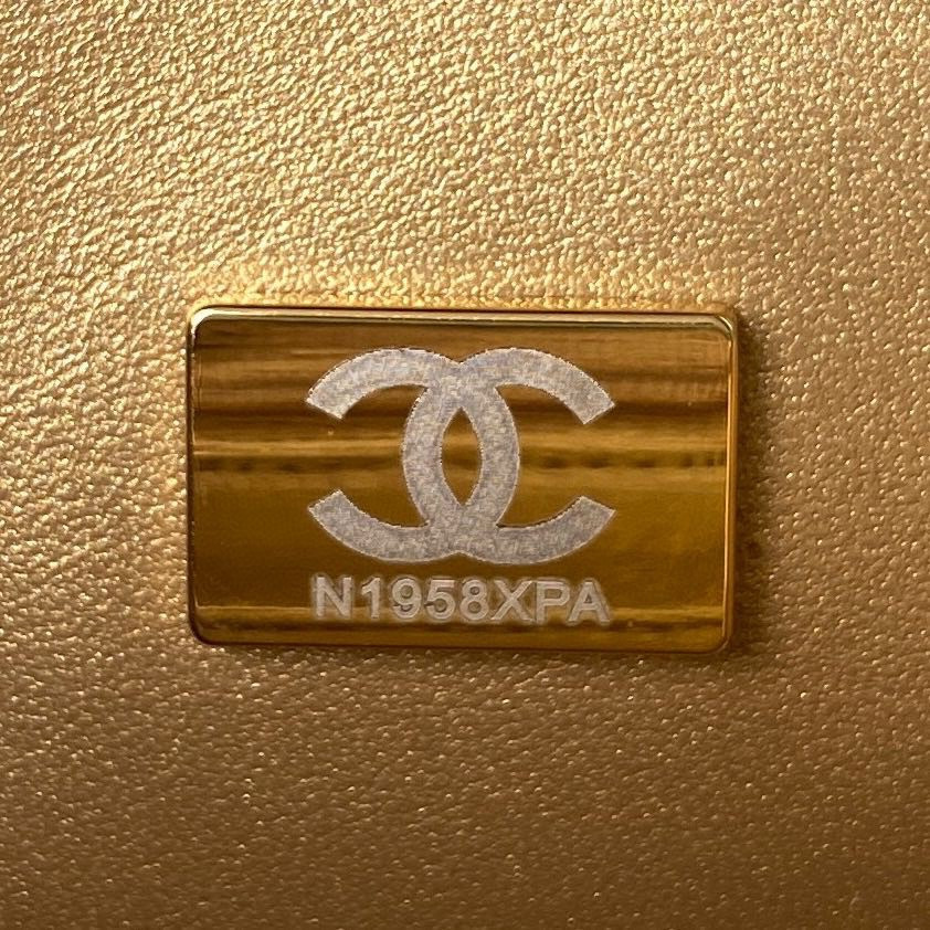 Ch*el mini flap bag shiny calfskin & gold-tone metal pink 4.7 × 7.8 × 2.3 in