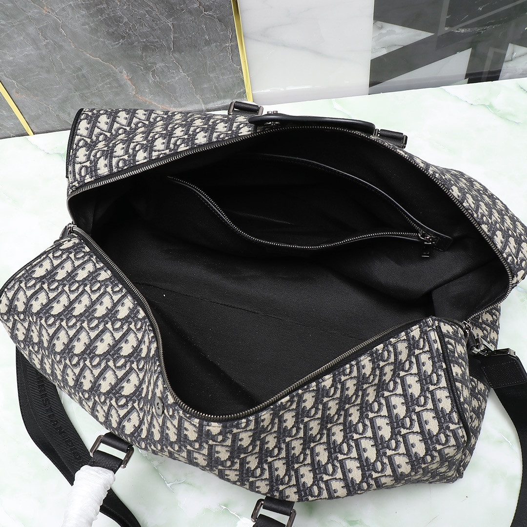 D*or lingot bag beige and black D*or oblique jacquard 50 x 25 x 21.5 cm