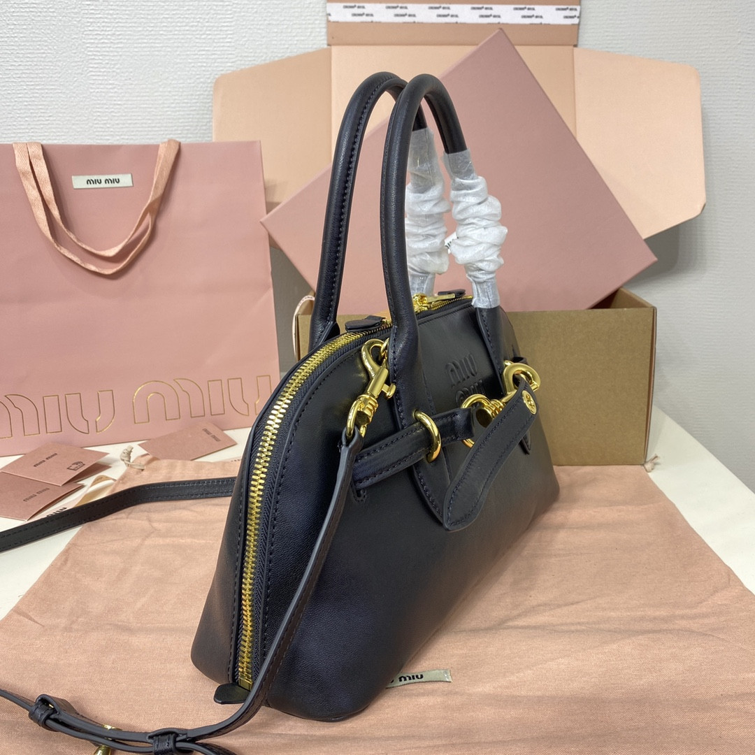 Miu Miu Aventure nappa leather top-handle bag 17x33x11cm